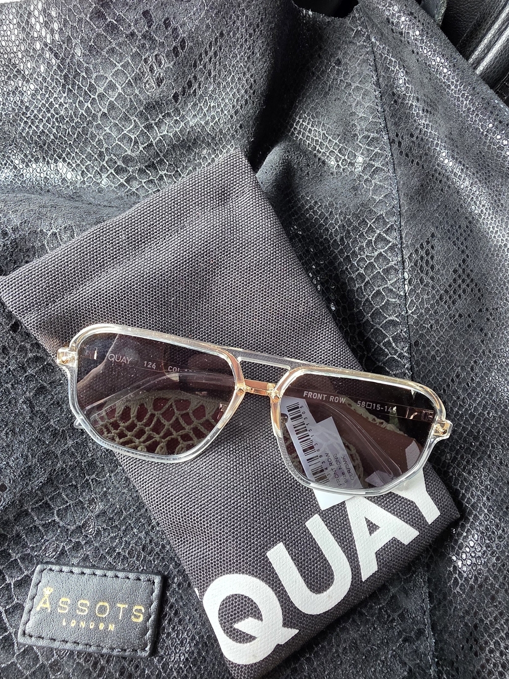 Quay Australia Clear and Gold Geometric Sunglasses